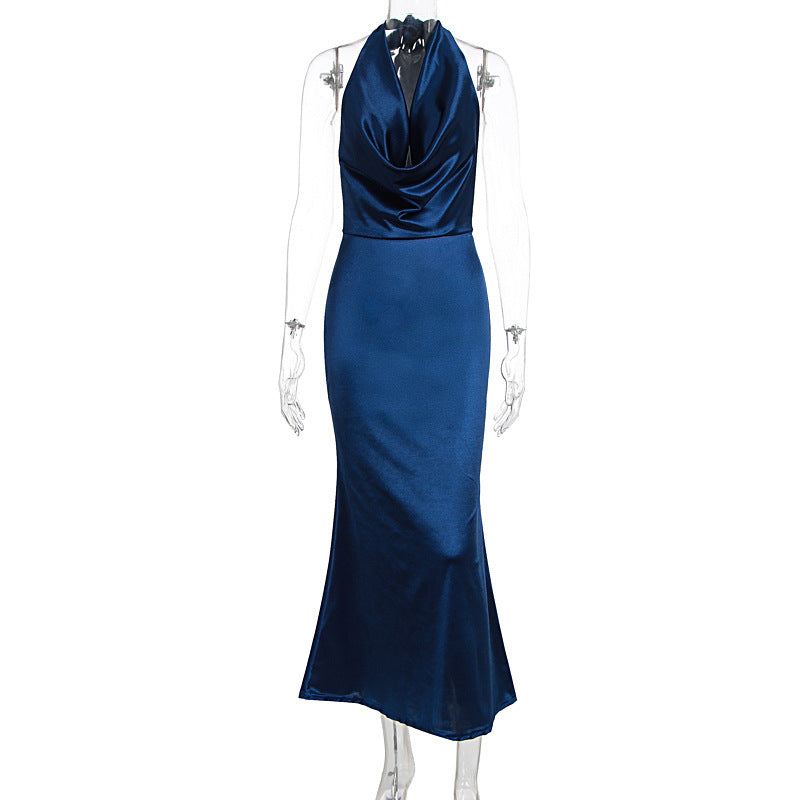 Damen Elegantes Wickelkleid aus luxuriösem Satin mit tiefem V-Ausschnitt Drune