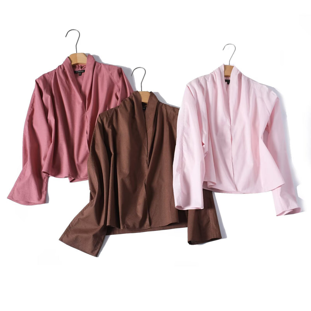 Damen Leichte Viskose‑Bluse mit offenem Schalkragen und kastiger Silhouette Drune
