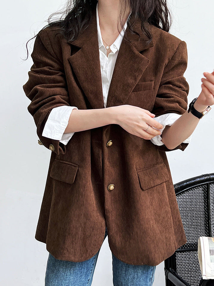 Drune | Lockere Metallschnalle Cordjacke