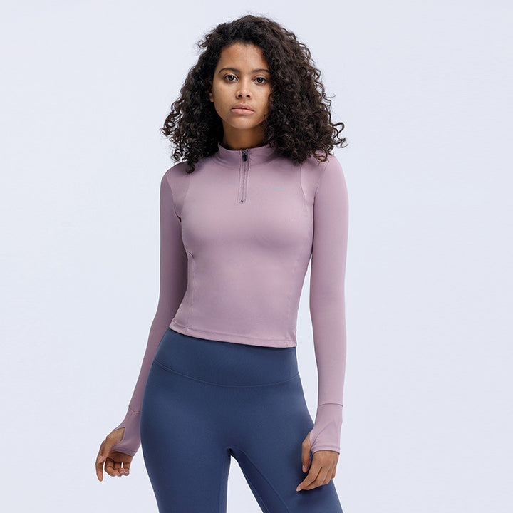 Damen Funktions-Tee mit kurzem Reißverschluss und Daumenlöchern Drune