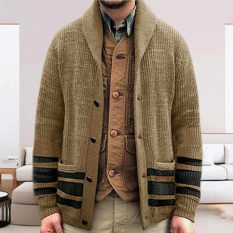 Herren Grobstrickcardigan mit modernen Details und praktischen Taschen Drune