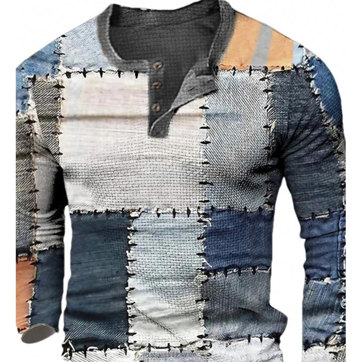 Herren Sportliches Langarmshirt mit Knopfleiste Drune