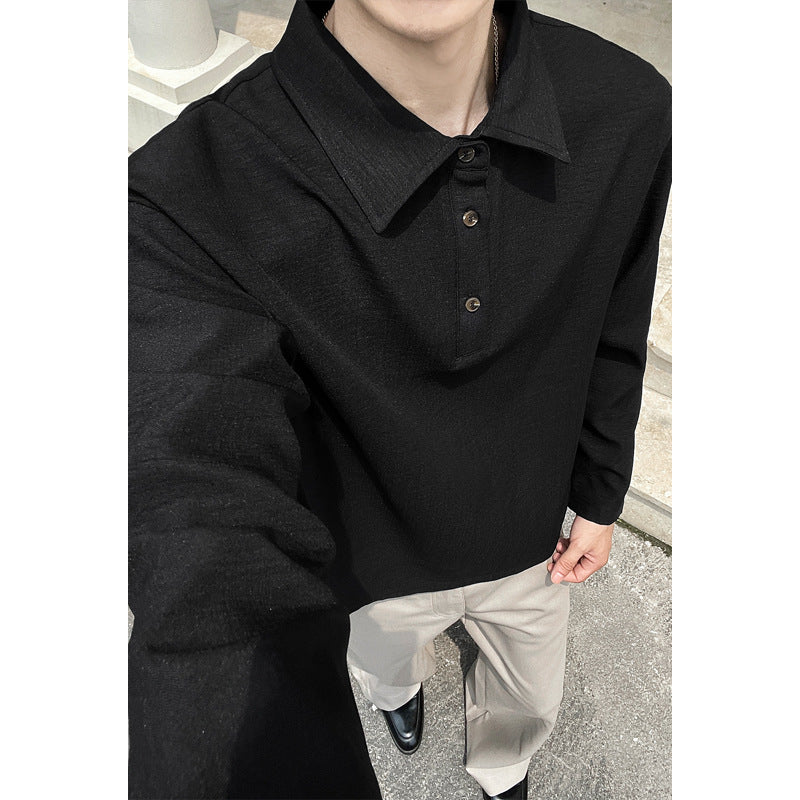 Herren Lässiger Polo-Pullover mit Stehkragen Drune