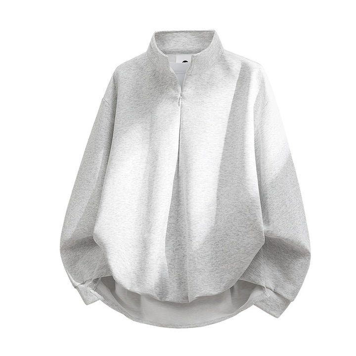 Unisex Oversize-Sweatshirt mit Stehkragen, Halbreißverschluss und ballonförmigem Saum Drune