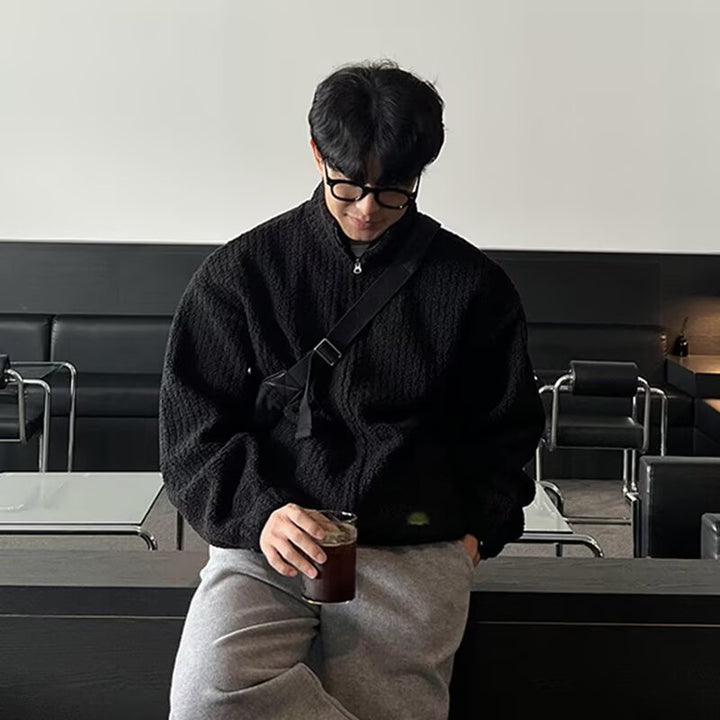 Herren Modische Oversized Jacke mit Stehkragen Drune