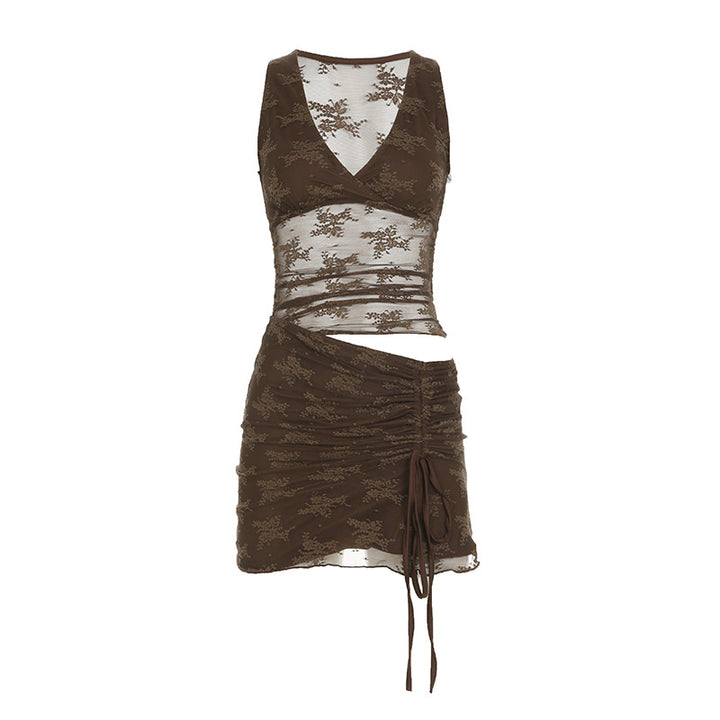 Damen Spitzen-Maxikleid mit zarten Trägern und romantischem Schnitt Drune