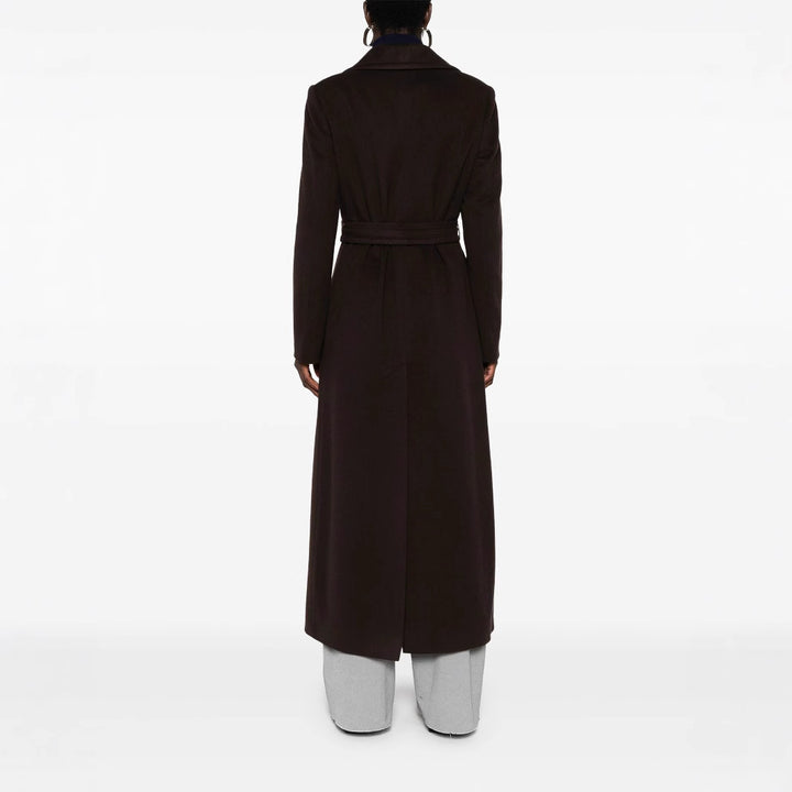 Damen Langer Wickelcoat aus Wollmix mit Bindegürtel und breitem Revers Drune