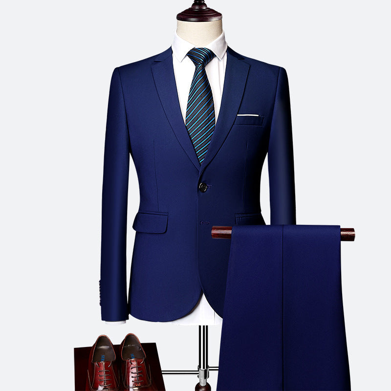 Herren nan Slim-Fit Einreiher-Anzugset mit Ein-Knopf-Sakko, schmaler Anzughose mit Bügelfalte und elastischem Stretchgewebe Drune