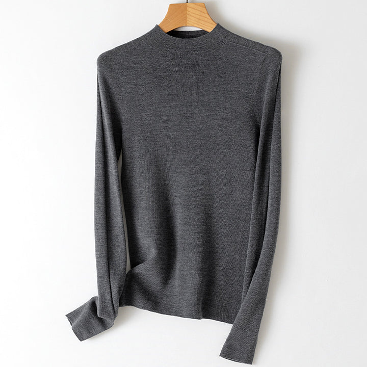 Damen Leichter Feinstrick-Pullover mit kurzem Stehkragen und schmaler Silhouette Drune