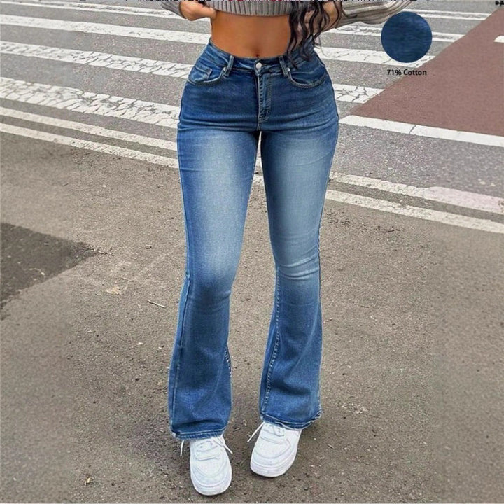 Damen Hochtaillierte Bootcut-Jeans mit formendem Bund und leichtem Schlag Drune
