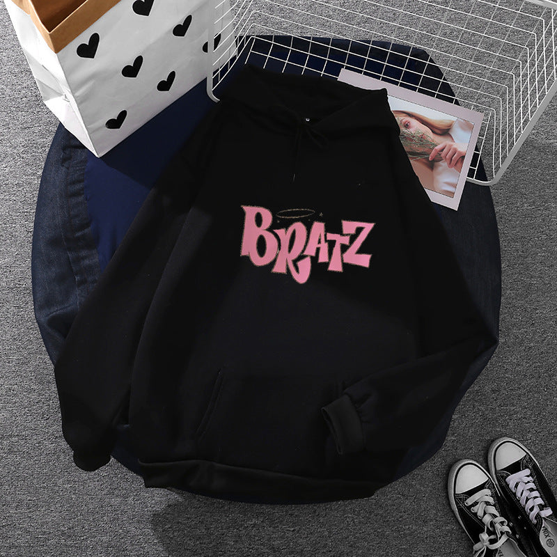 Damen nan lässiger Kapuzenpullover im Oversized-Schnitt mit Lettering-Grafik und Kängurutasche Drune