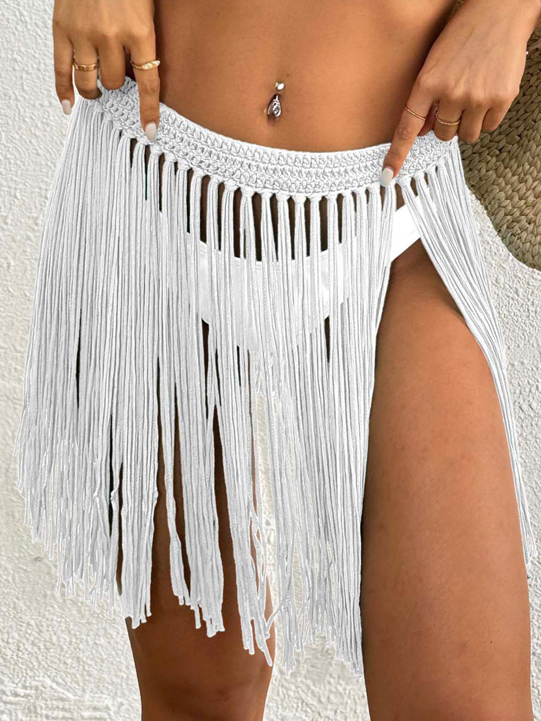 Damen Häkel-Strandrock mit fransigen Details Drune