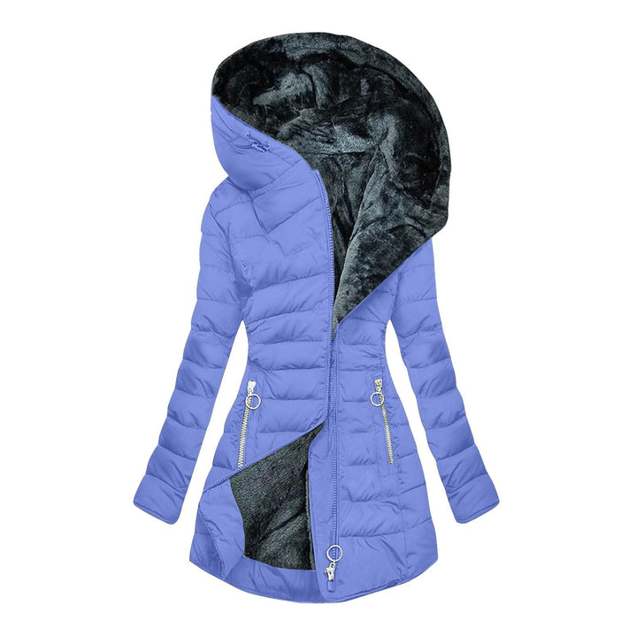 Damen Lange gefütterte Winterjacke mit hohem Kragen und kuscheligem Innenfutter Drune