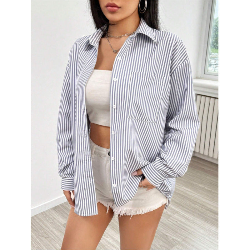 Damen Oversize Hemd mit feinen Streifen Drune