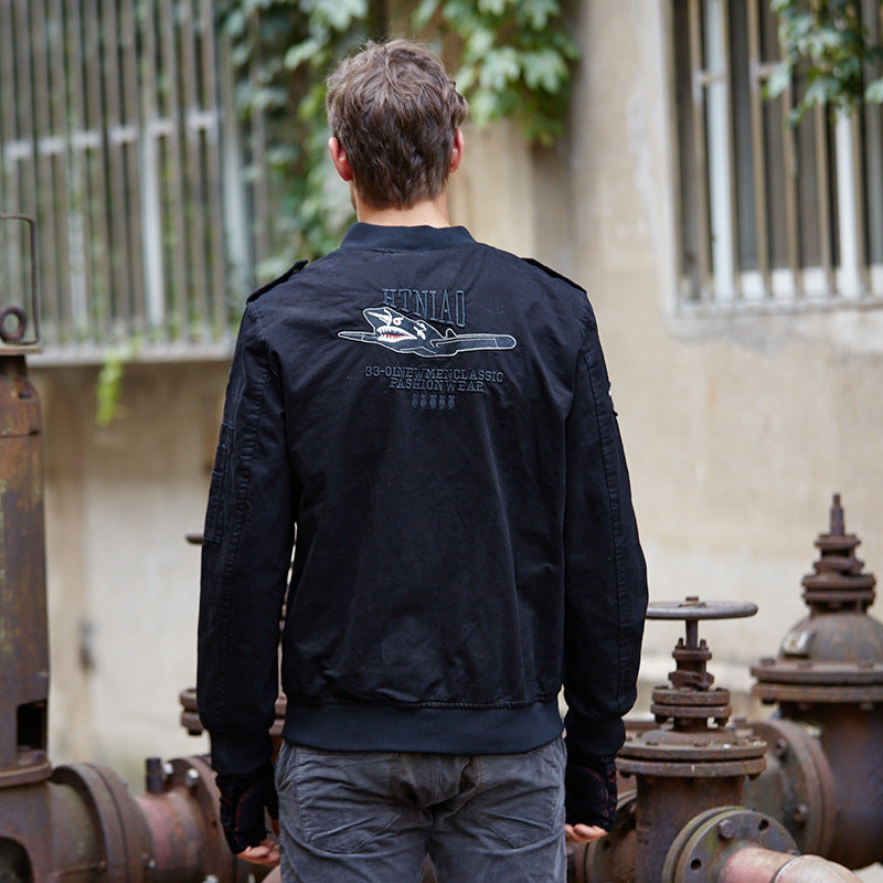 Herren Military‑Aviator Blouson mit Patchapplikationen, Ärmeltasche und Epauletten Drune