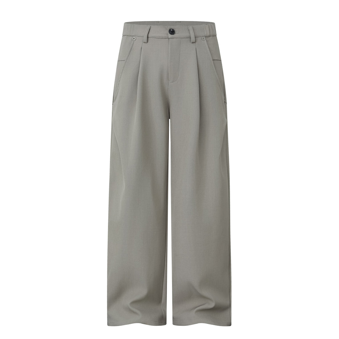 Damen Weite Bundfalten-Hose mit hohem Bund und weitem Bein Drune