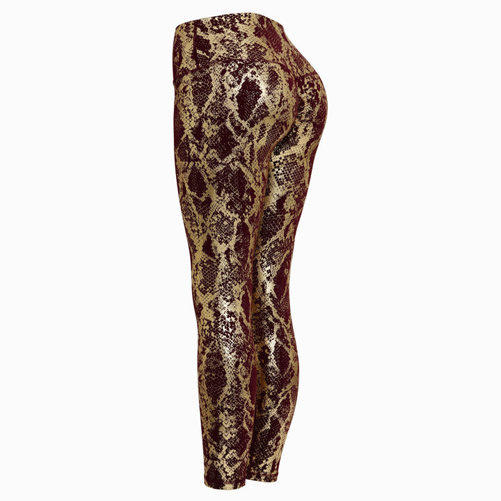 Damen nan hoch taillierte Sportleggings mit formender Kompression und strukturierter Schlangenprägung Drune