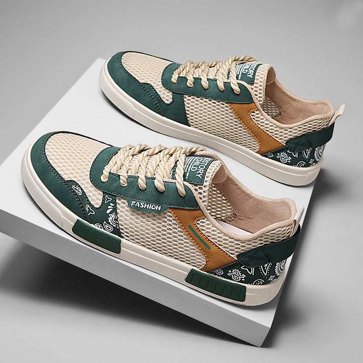 Unisex atmungsaktive Freizeit-Sneaker mit luftigen Mesh-Einsätzen und Bandana-Muster Drune