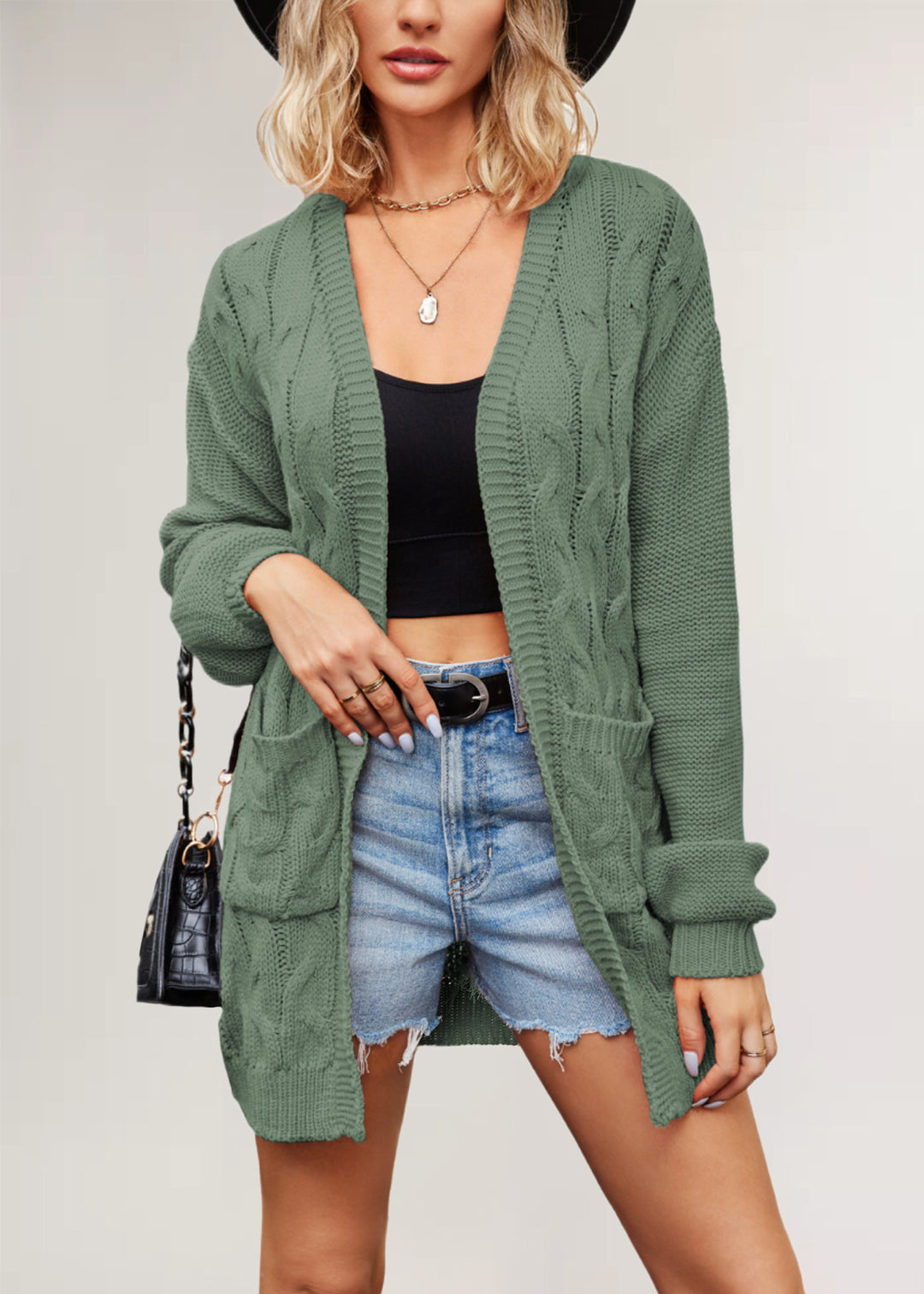 Damen Strickjacke mit Kabelmuster Drune