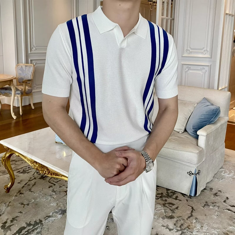 Herren Modisches Polohemd mit Streifen Drune