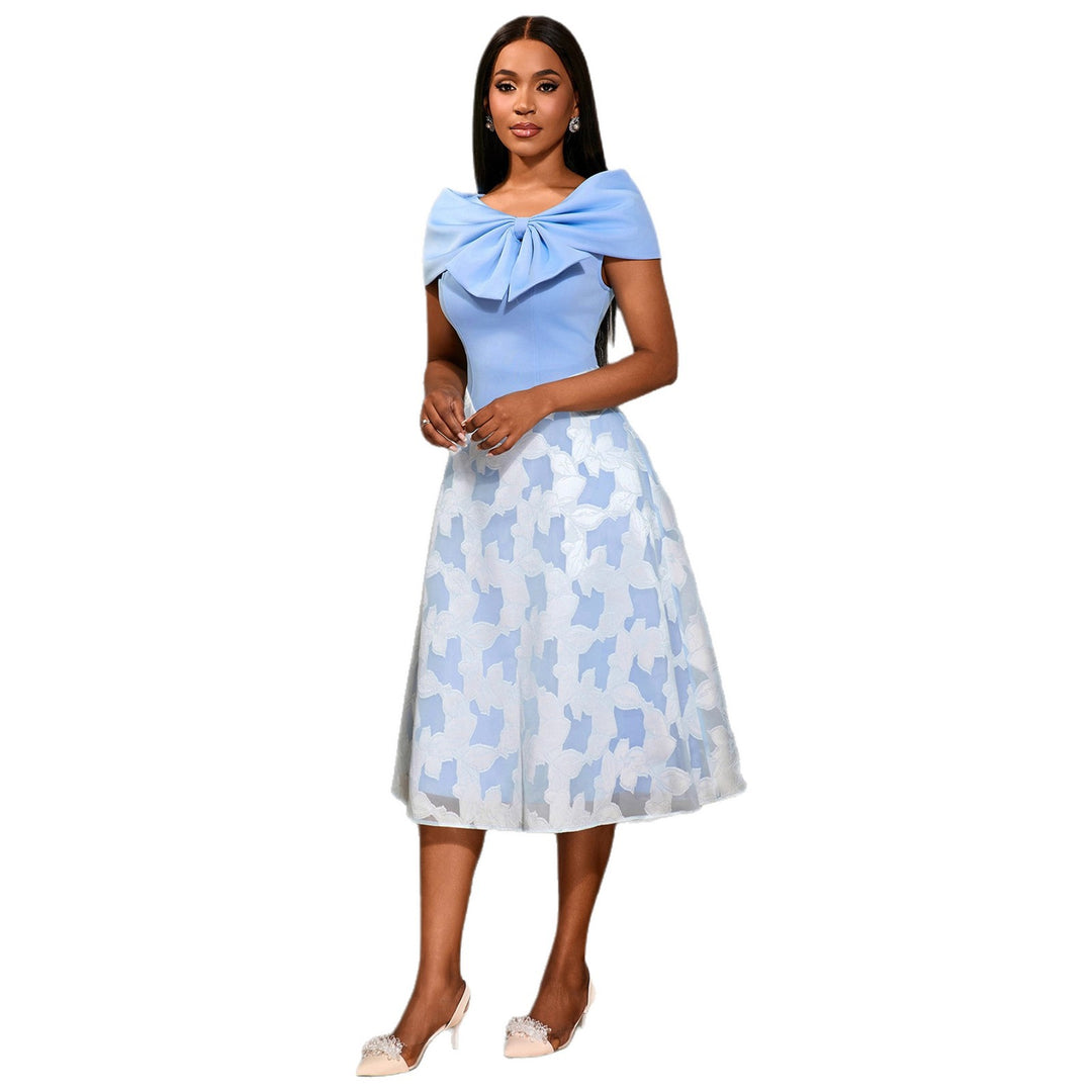 Damen festliches Cocktailkleid mit raffiniertem Überwurf und elegantem Rock Drune