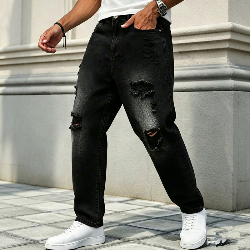 Herren Modische Destroyed Jeans Drune