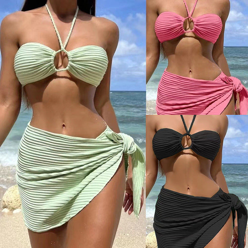 Damen Bandeau-Bikini mit raffiniertem Ringdetail und hohem Taillenslip Drune