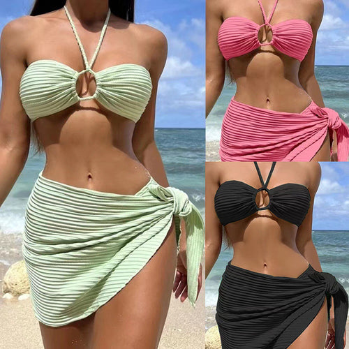 Damen Bandeau-Bikini mit raffiniertem Ringdetail und hohem Taillenslip Drune