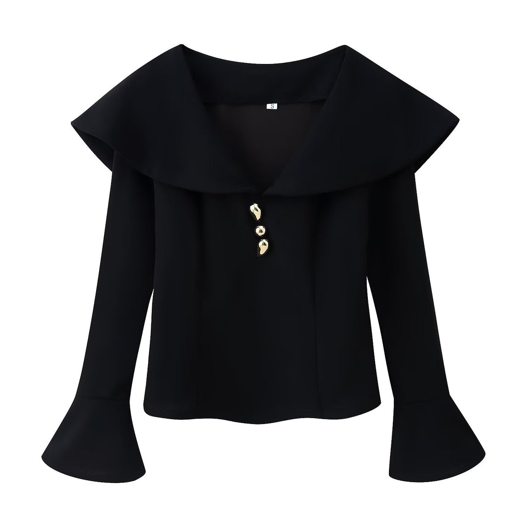 Damen hochtaillierte Palazzo‑Hose mit weitem Bein, Bundfalten und verdecktem Verschluss Drune
