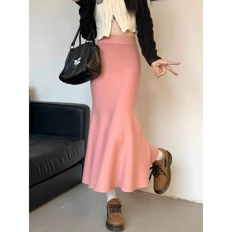 Damen Eleganter Midirock mit schwingendem Saum und hohem Bund Drune