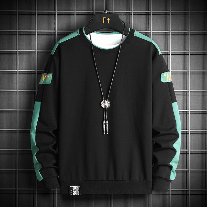 Herren Lockeres Sweatshirt im Urban-Layer-Look mit Schulterpaneelen und geripptem Saum Drune