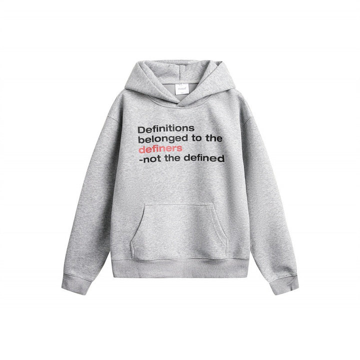 Unisex Oversize-Kapuzenpullover aus Baumwollmix mit Kängurutasche und Statement-Print Drune
