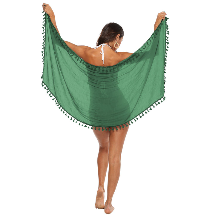 Damen luftiger Strandsarong mit dekorativen Quasten Drune