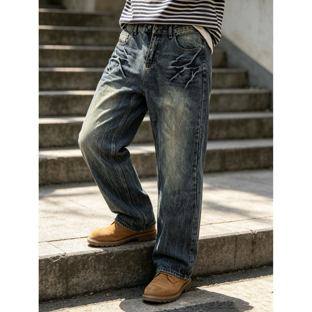 Herren Bequeme und lässige Weit geschnittene Jeans Drune