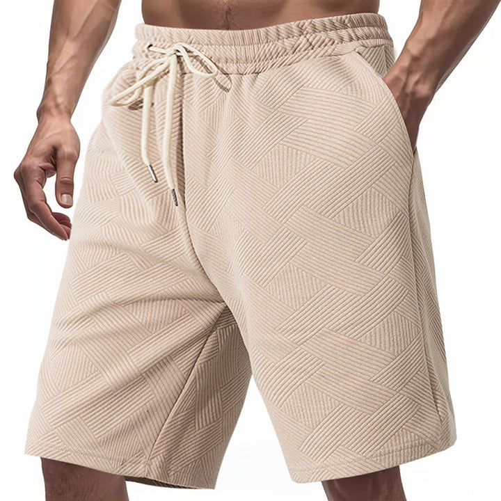 Herren nan knielange Textur-Badeshort mit elastischem Kordelbund und seitlichen Eingrifftaschen Drune