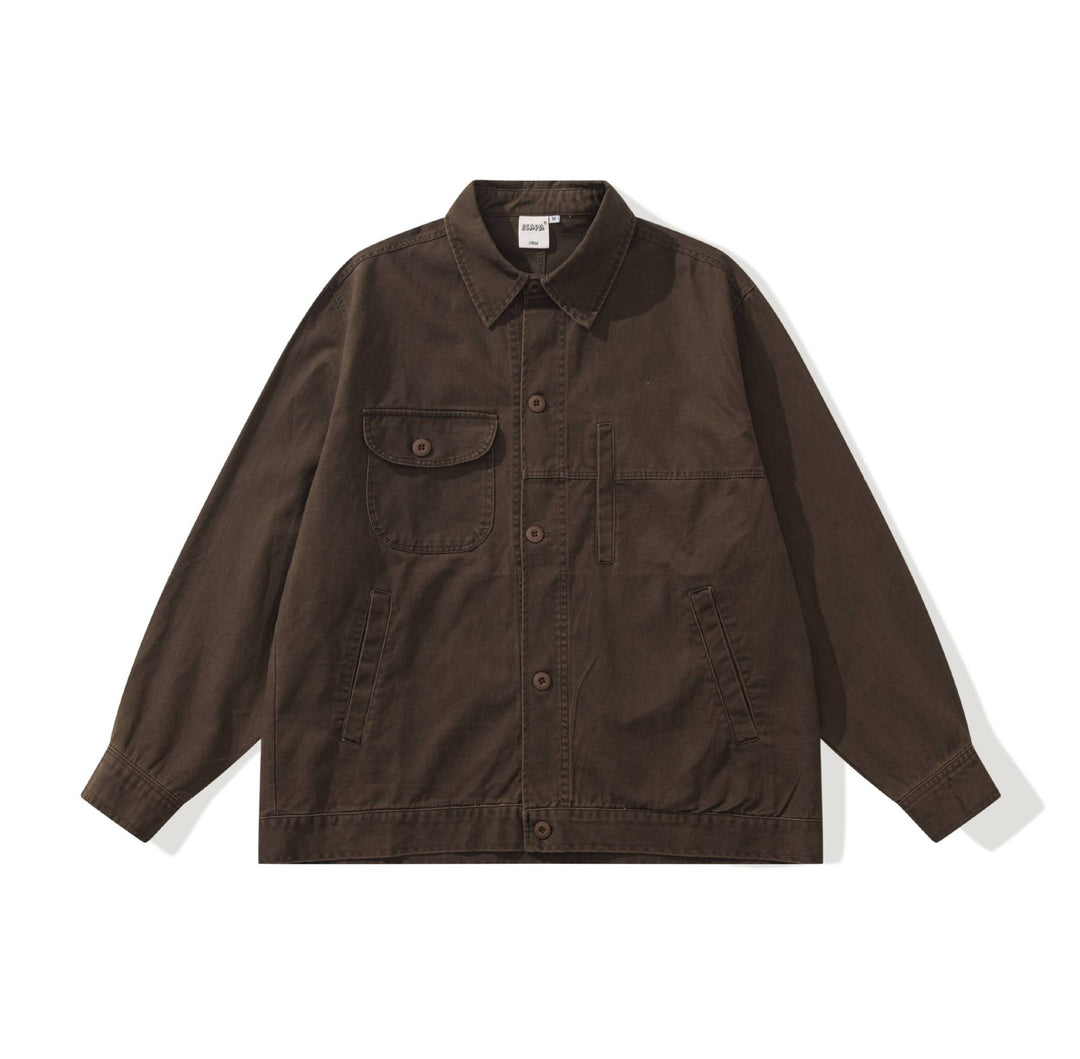 Herren Boxy-Canvas Utility-Blousonjacke mit großen Pattentaschen Drune