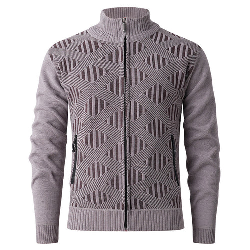 Herren elegante Strickjacke mit strukturiertem Design und hohem Stehkragen Drune