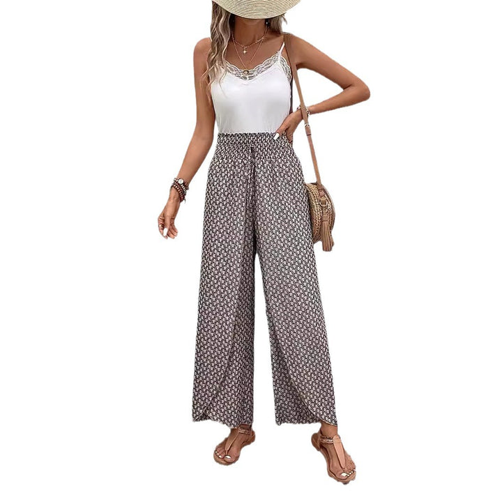 Damen weite Sommerhose mit elastischem Bund und floralem Design Drune