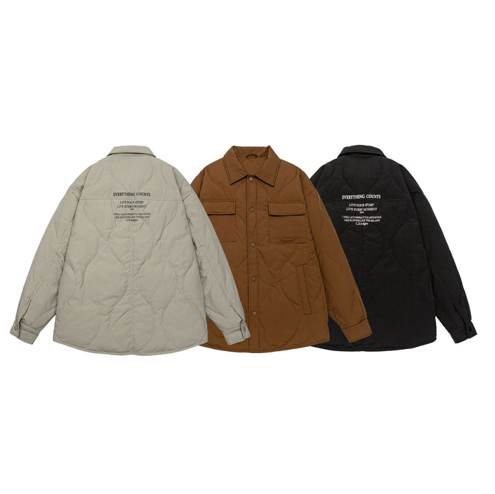 Herren Gesteppte Oversize-Hemdjacke mit Steppung, Druckknöpfen und Brusttaschen Drune