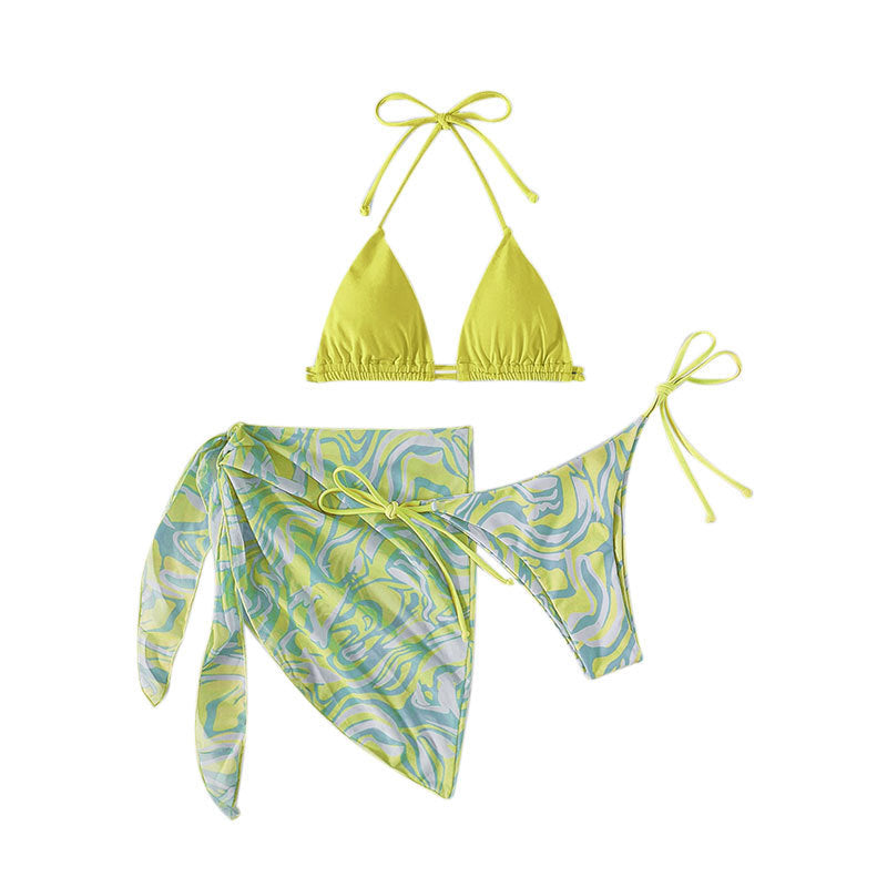 Damen Bikini mit verstellbaren Trägern und transparentem Wickelrock Drune