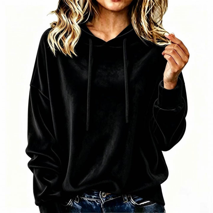 Damen Velours-Oversize-Kapuzenpullover mit Raglanärmeln Drune
