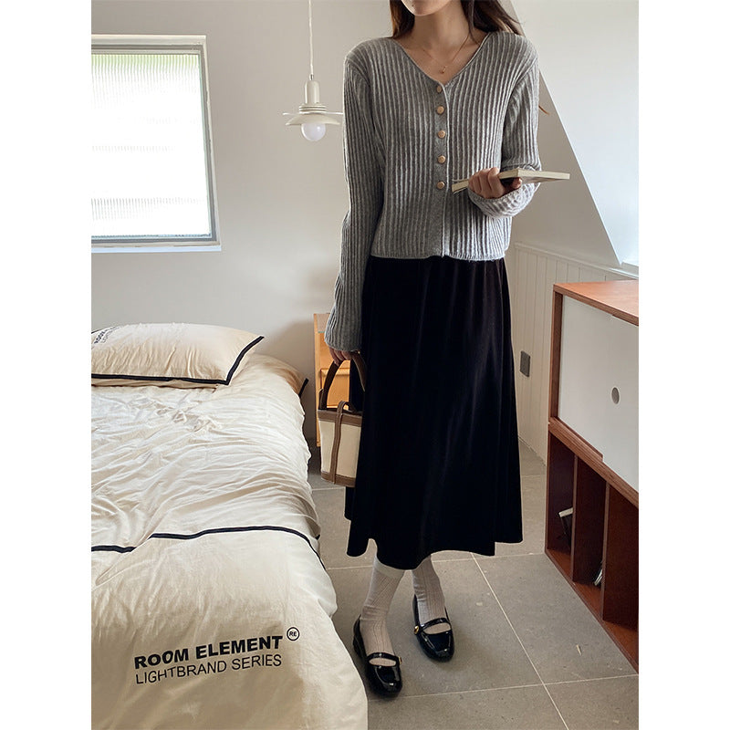 Damen lässige Strickjacke mit Knopfverschluss Drune