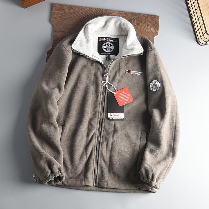 Herren Wärmende Fleecejacke mit Stehkragen, Reißverschluss und elastischen Bündchen Drune