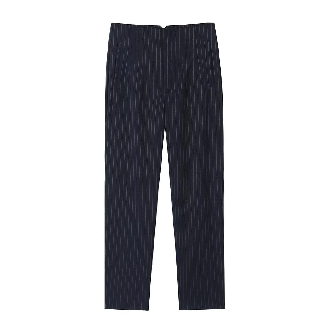 Damen Hochtaillierte tapered Anzughose mit Bügelfalte und Paspeltaschen Drune