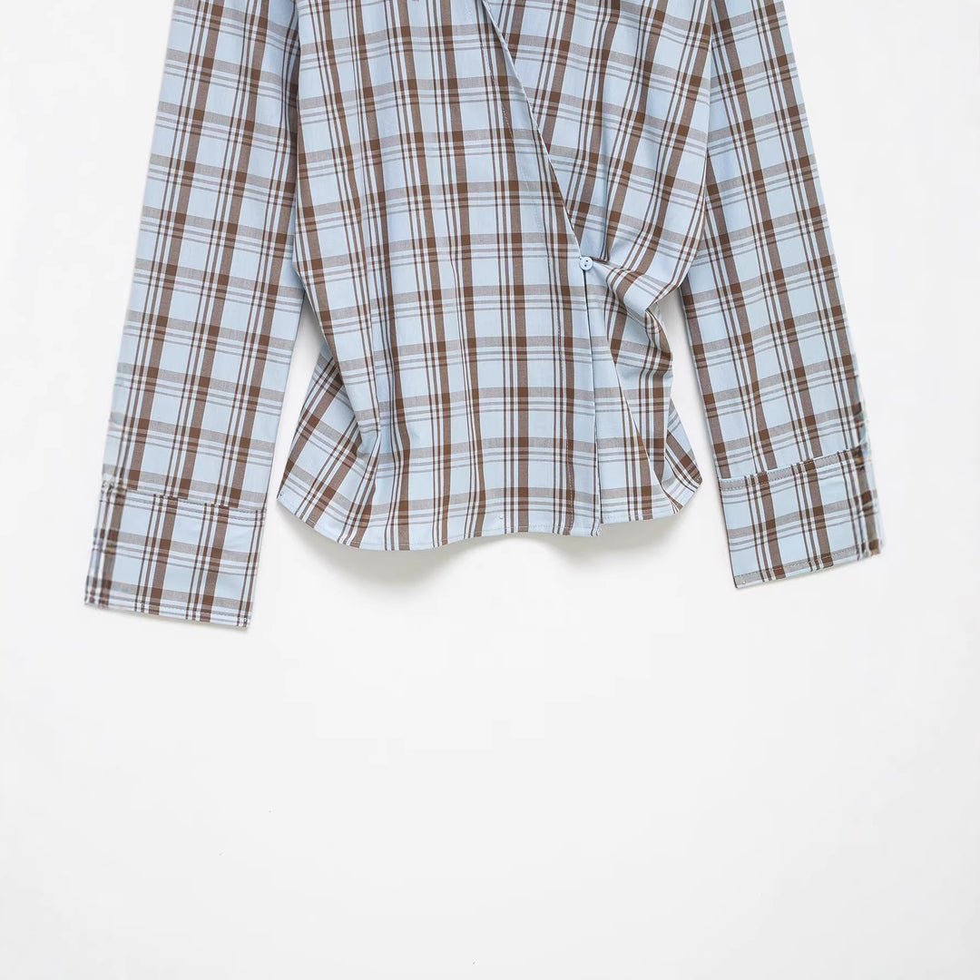 Damen Wickelbluse mit Knoten-Detail und klassischem Hemdkragen Drune
