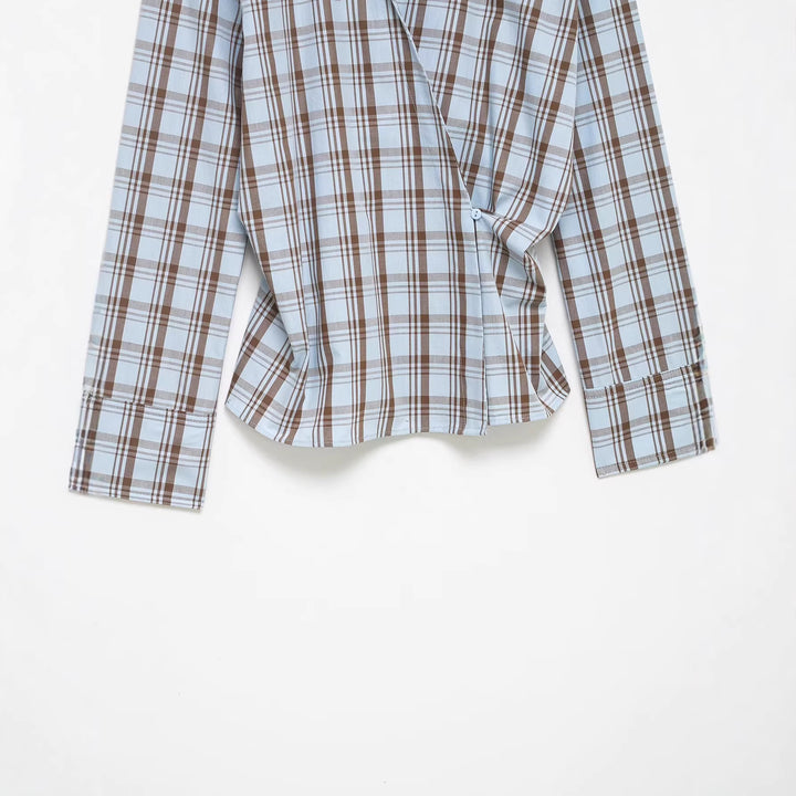 Damen Wickelbluse mit Knoten-Detail und klassischem Hemdkragen Drune