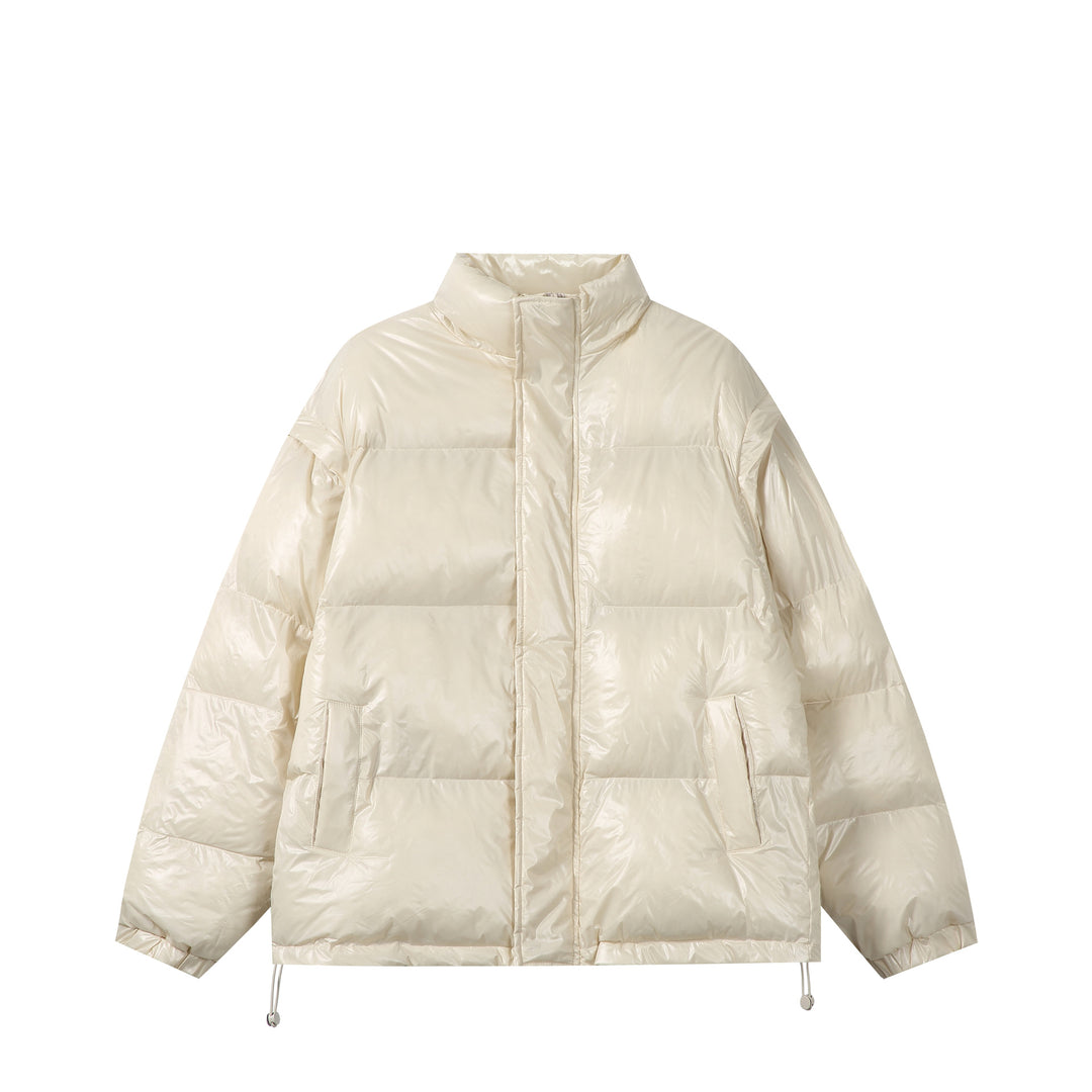 Unisex Glänzende Boxy‑Wattierte Oversize‑Pufferjacke mit hohem Stehkragen Drune