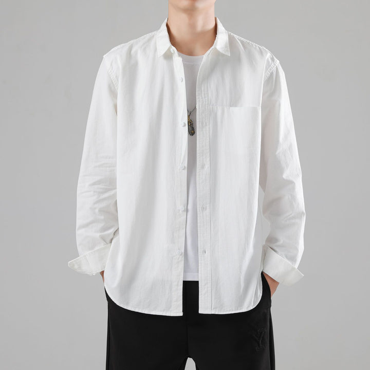 Herren Lockeres Baumwoll-Overshirt mit Brusttasche und leichter Struktur Drune