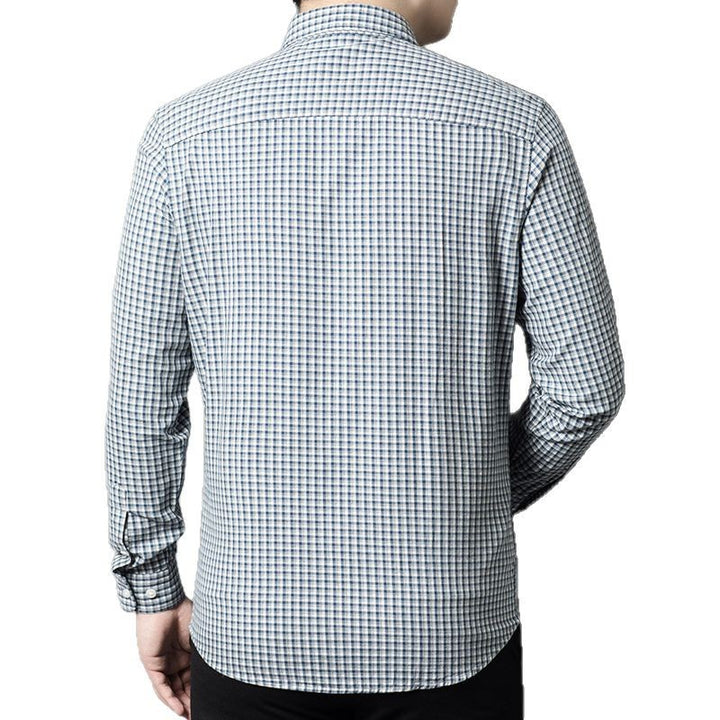 Herren Karierter Hemd aus atmungsaktiver Baumwollmischung mit elegantem Button-Down-Kragen Drune