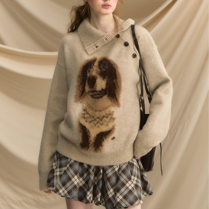 Damen Pullover mit einzigartigem Tiermotiv und strukturierter Oberfläche Drune